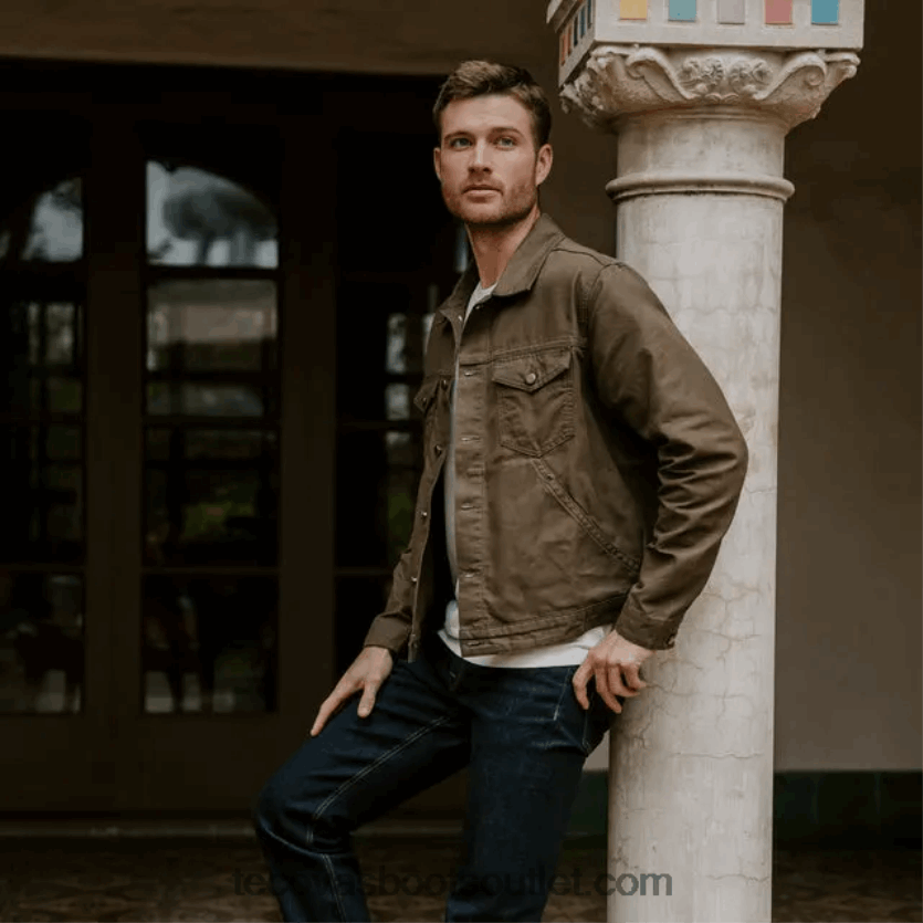 homens jaqueta de caminhoneiro de lona encerada Z4488X14 faia Tecovas