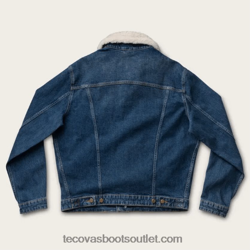 homens jaqueta trucker jeans shearling Z4488X28 azul médio Tecovas