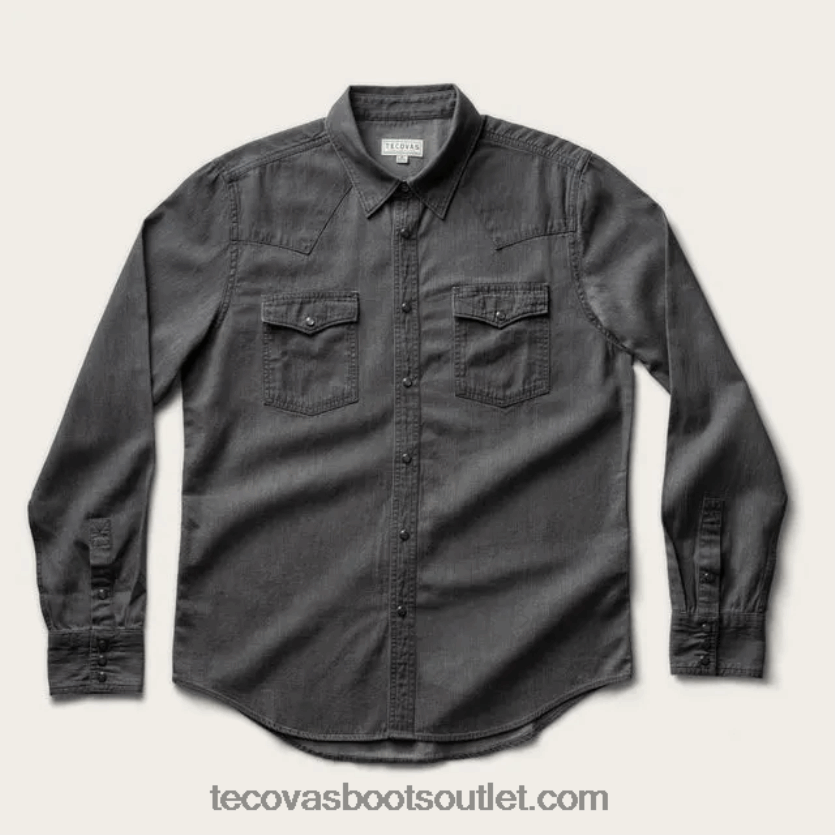 homens pressão de pérola denim Z4488X22 cinza Tecovas