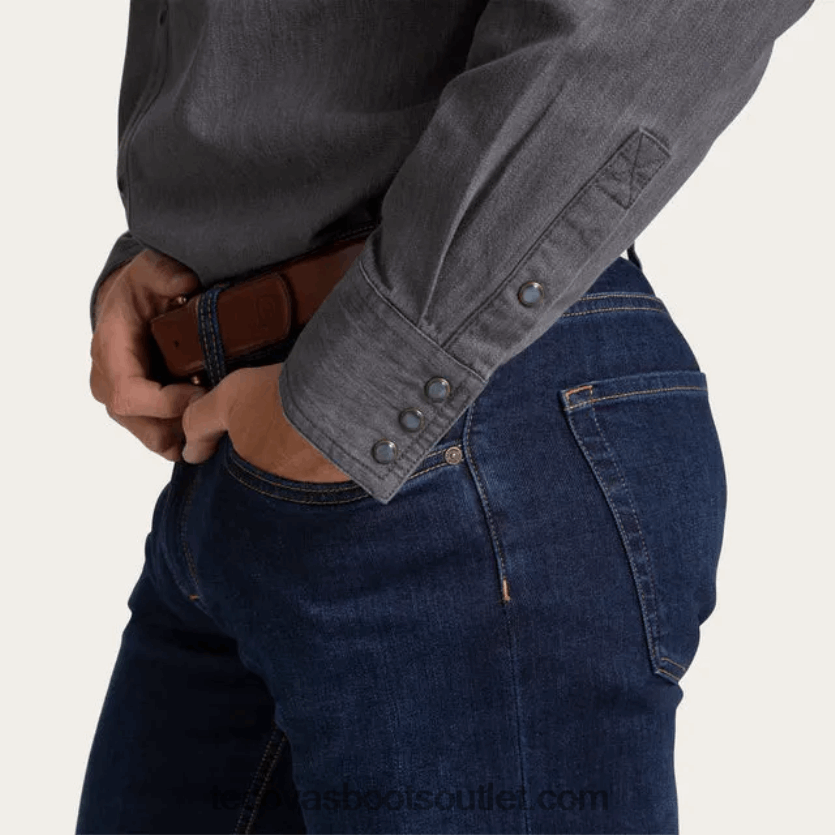 homens pressão de pérola denim Z4488X22 cinza Tecovas