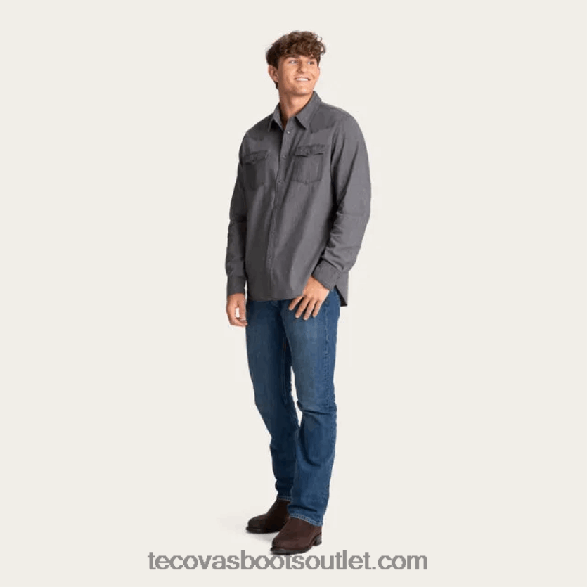 homens pressão de pérola denim Z4488X22 cinza Tecovas