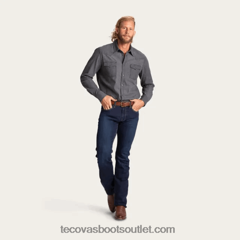 homens pressão de pérola denim Z4488X22 cinza Tecovas