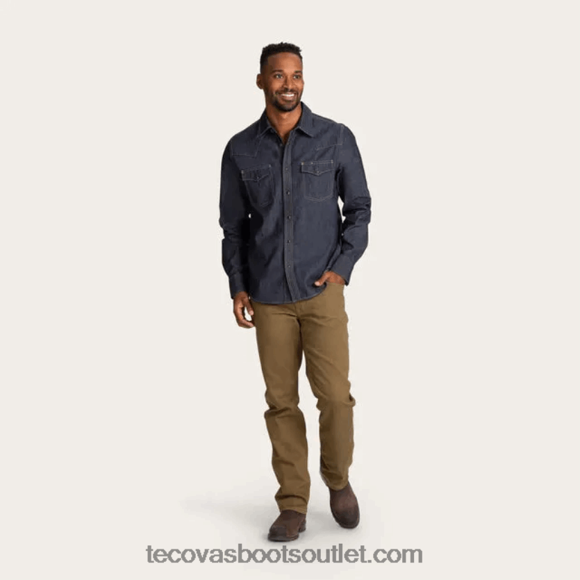 homens pressão de pérola denim Z4488X23 azul escuro Tecovas