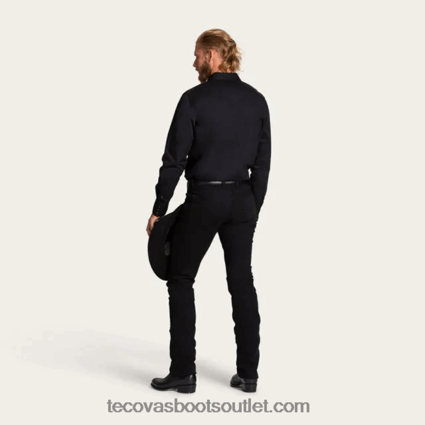 homens sarja de algodão pérola snap Z4488X44 ônix Tecovas