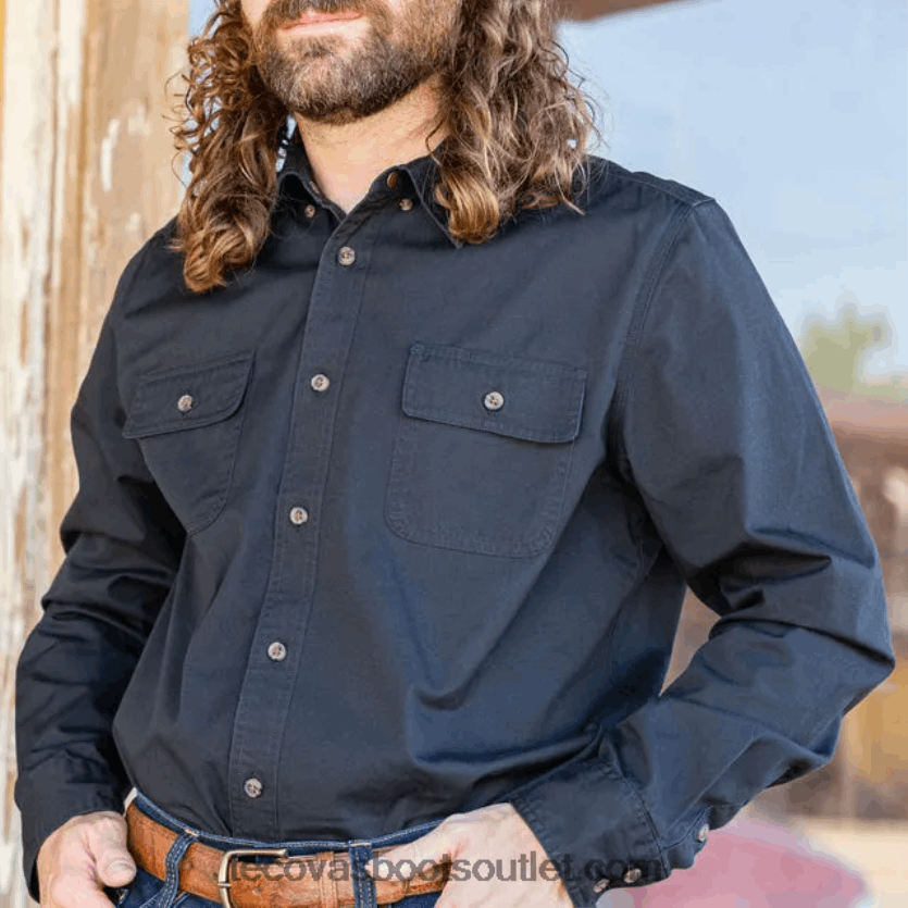 homens botão de sarja de algodão Z4488X46 carvão Tecovas