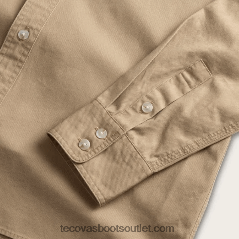 homens botão de sarja de algodão Z4488X47 caqui Tecovas