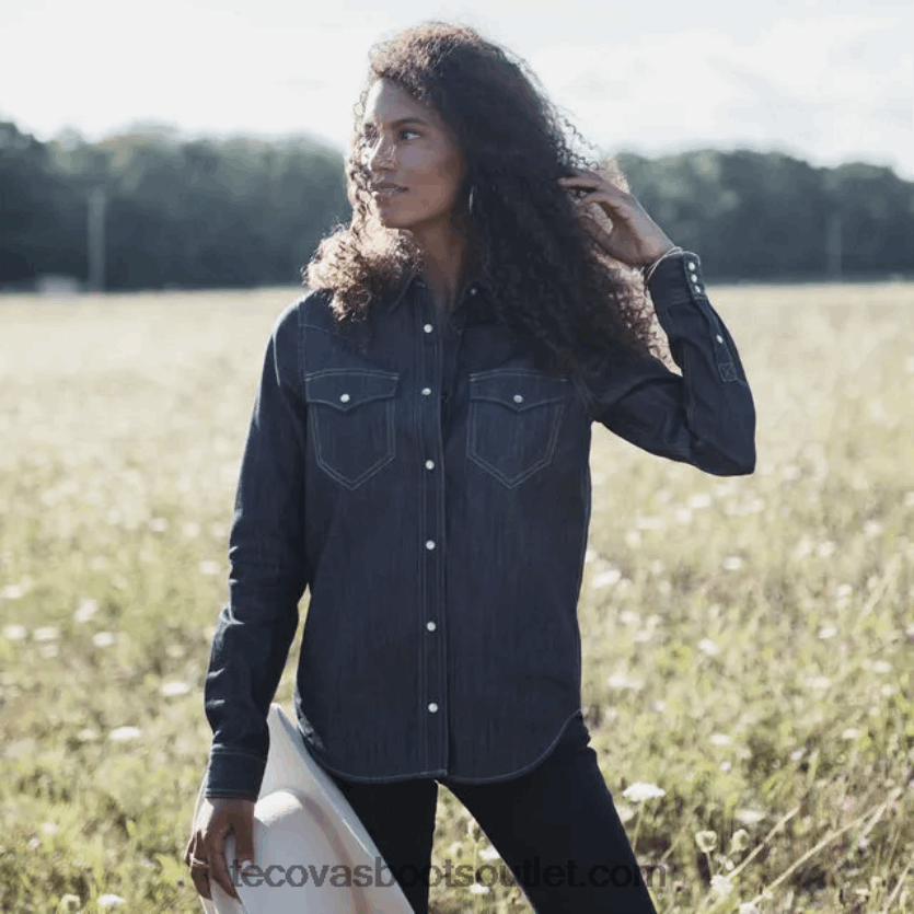 homens pressão de pérola denim Z4488X154 escuro Tecovas