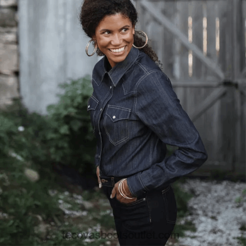 homens pressão de pérola denim Z4488X154 escuro Tecovas