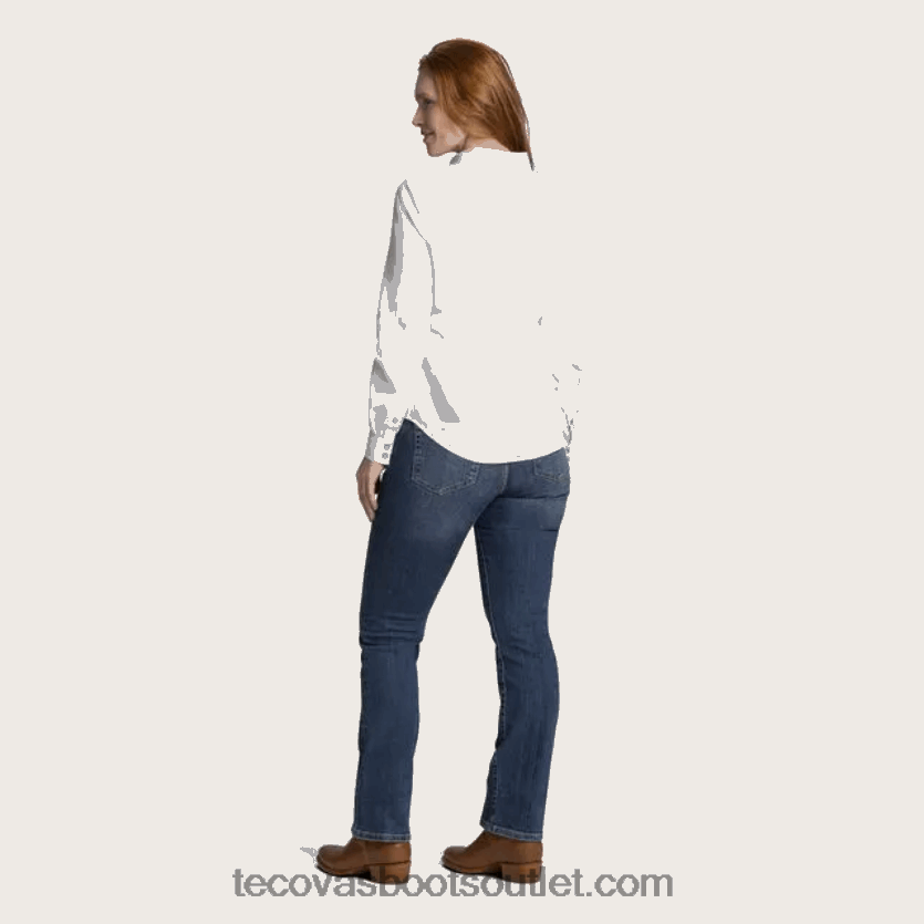 mulheres snap de pérola de algodão escovado Z4488X146 osso Tecovas