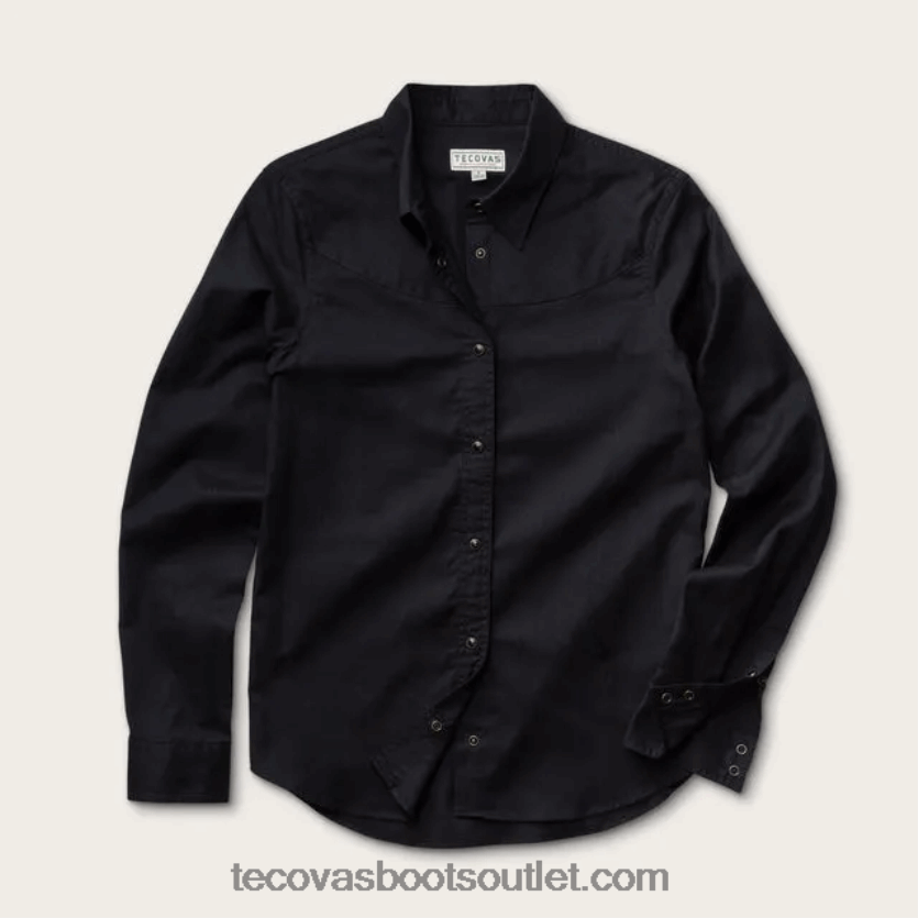 mulheres snap de pérola de algodão escovado Z4488X147 ônix Tecovas