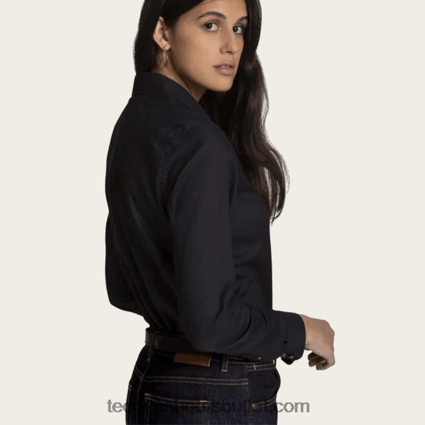 mulheres snap de pérola de algodão escovado Z4488X147 ônix Tecovas