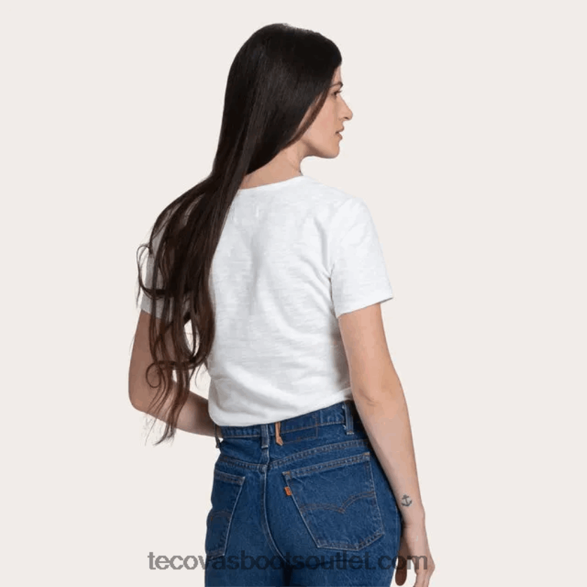 mulheres manga curta algodão slub henley Z4488X156 osso Tecovas