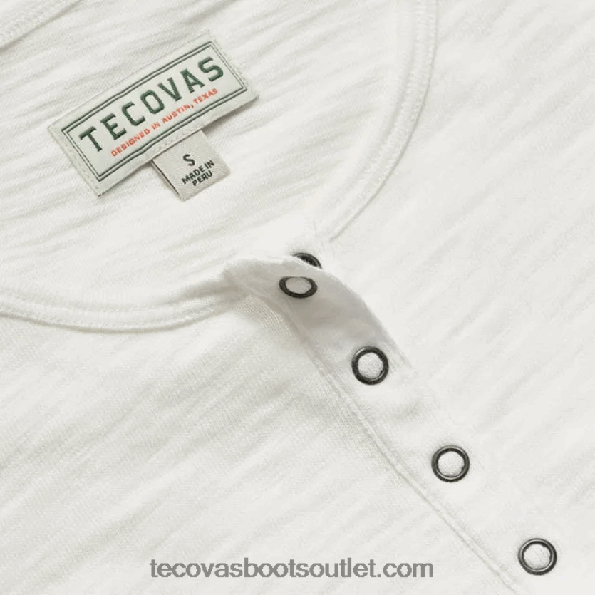 mulheres manga curta algodão slub henley Z4488X156 osso Tecovas