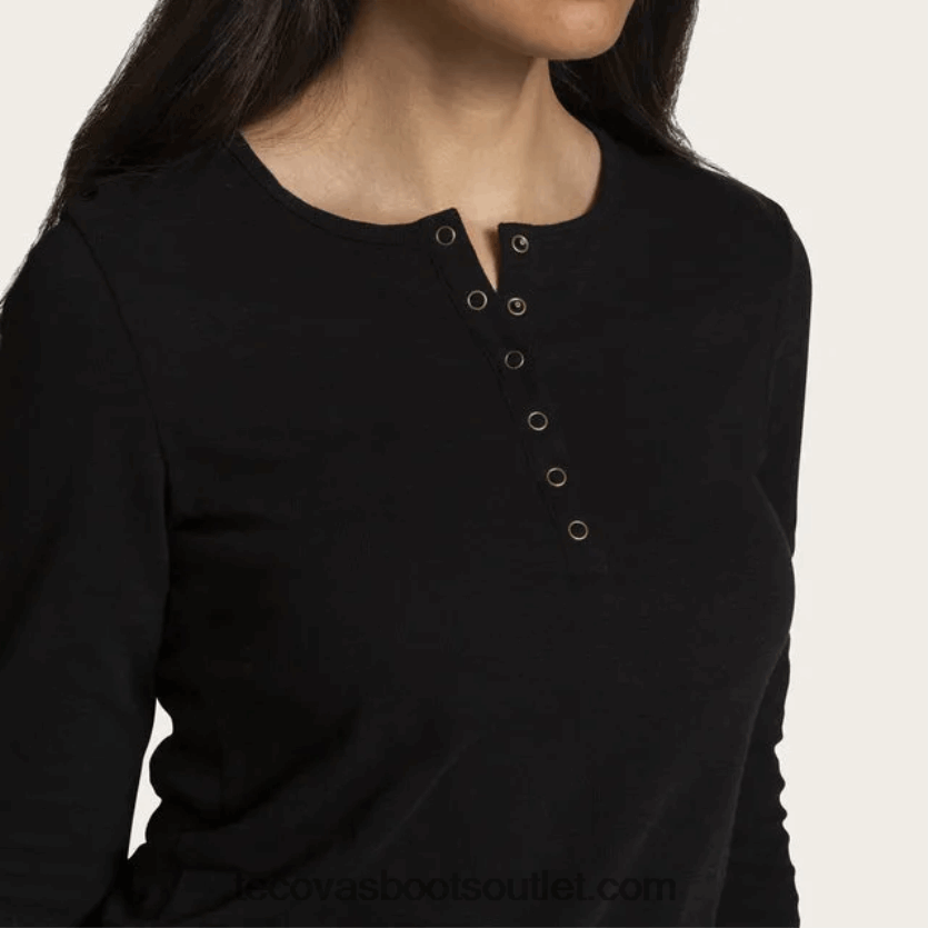 mulheres manga longa algodão slub henley Z4488X161 ônix Tecovas