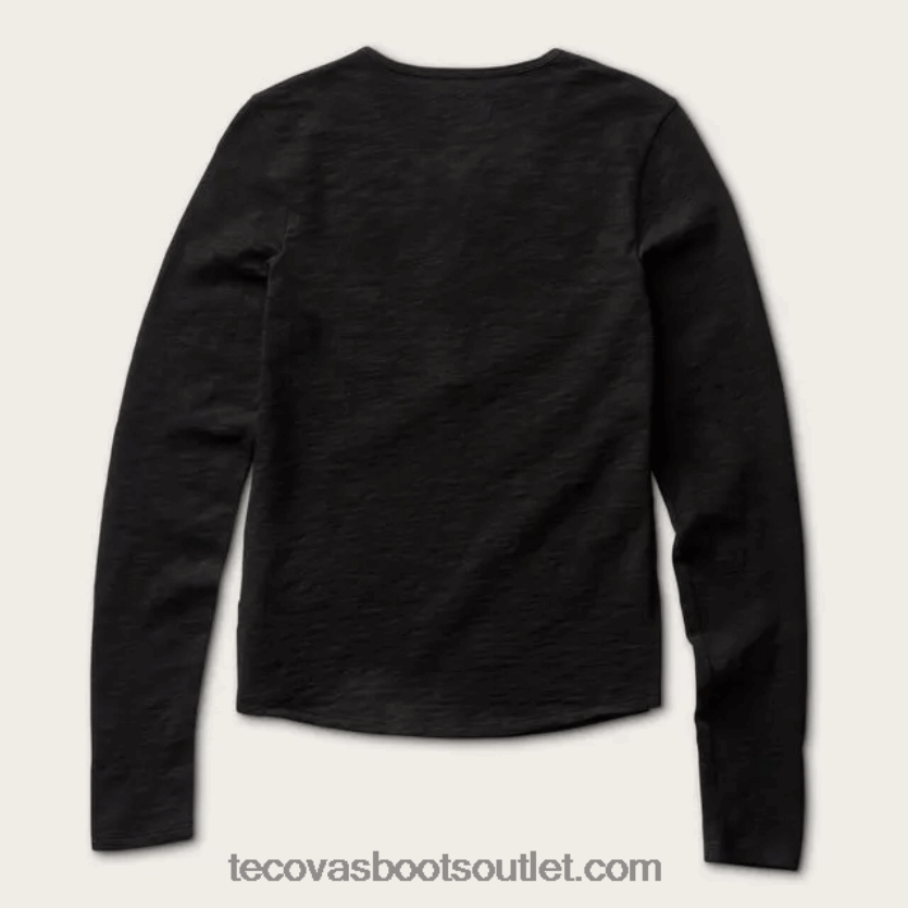 mulheres manga longa algodão slub henley Z4488X161 ônix Tecovas