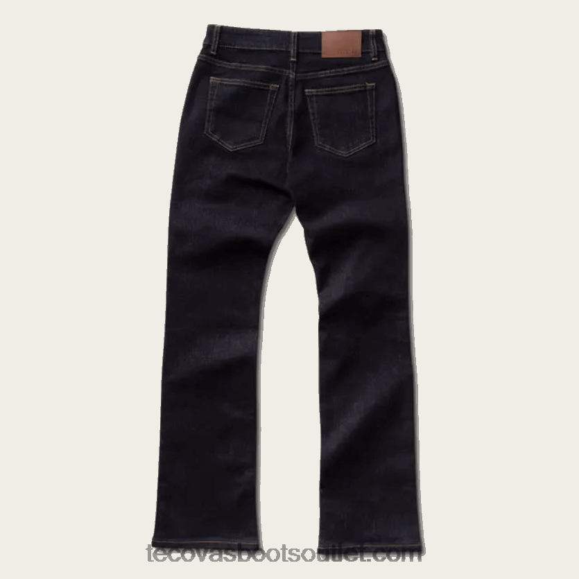 mulheres jeans reto de cintura alta Z4488X166 tinta azul Tecovas