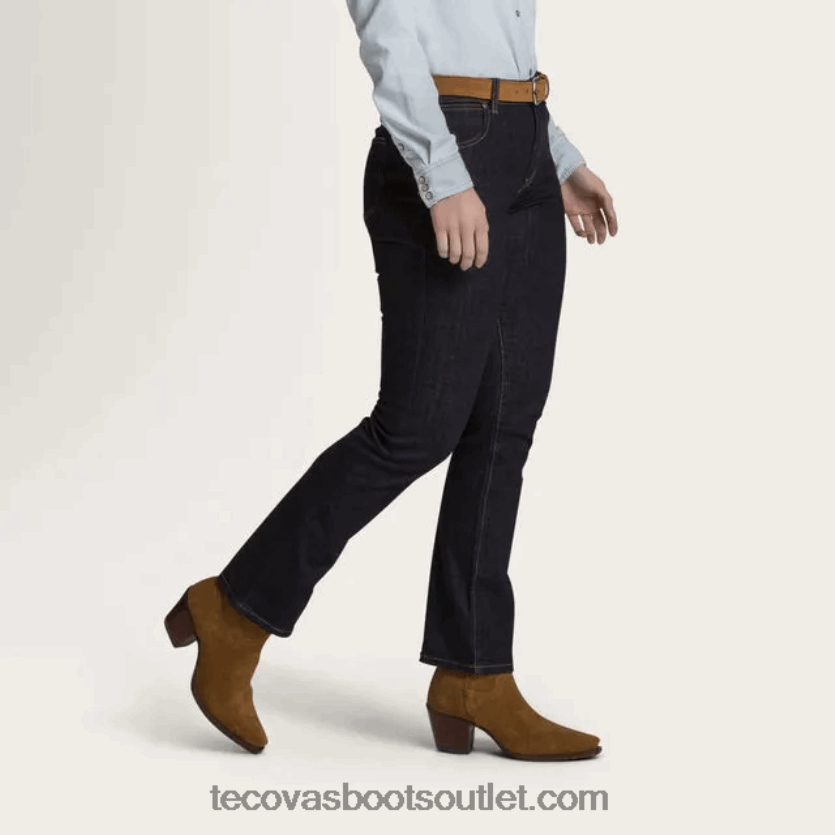 mulheres jeans reto de cintura alta Z4488X166 tinta azul Tecovas