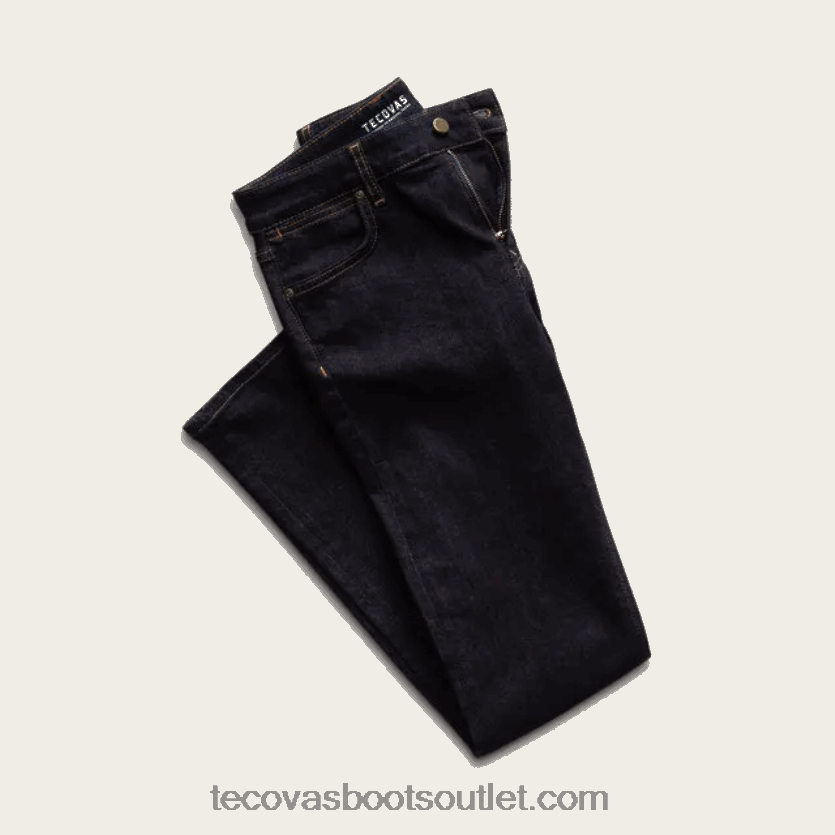 mulheres jeans reto de cintura alta Z4488X166 tinta azul Tecovas