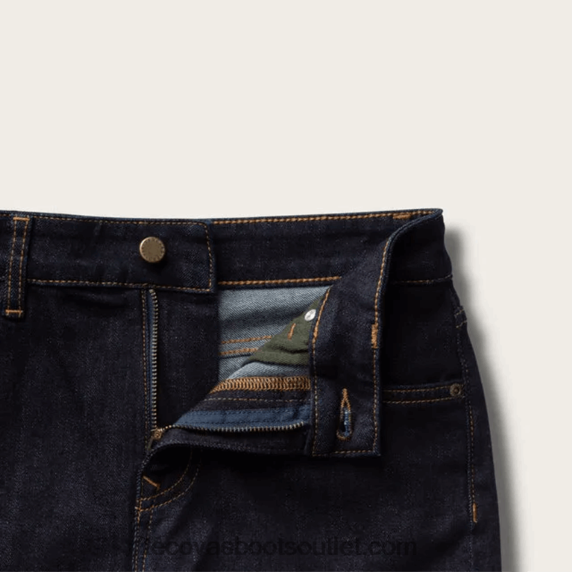 mulheres jeans reto de cintura alta Z4488X166 tinta azul Tecovas